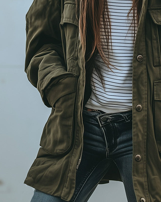 Velanique | Women's Field Jacket Utility Multi-Pocket Casual