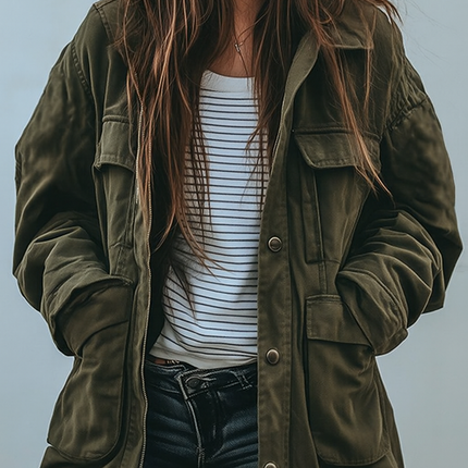 Velanique | Women's Field Jacket Utility Multi-Pocket Casual