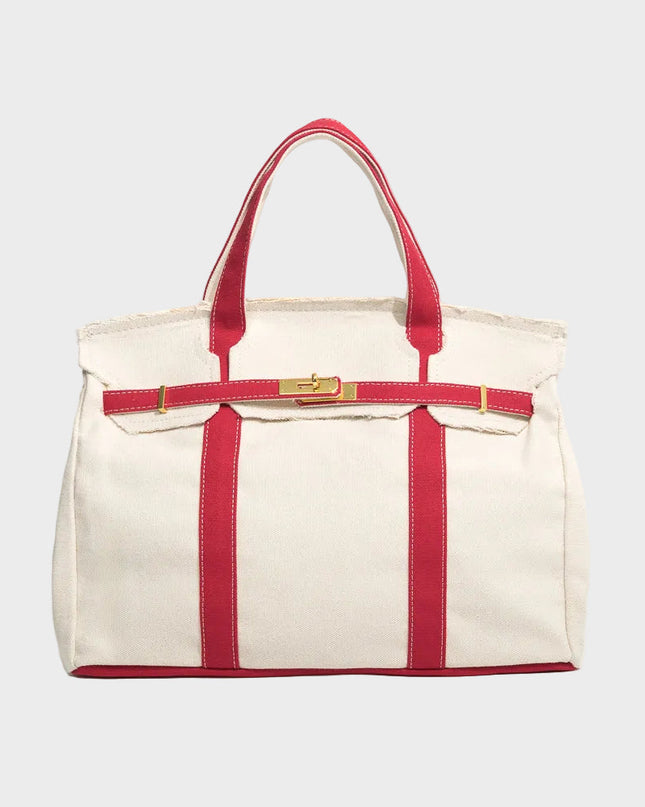 Vespera | Women's Canvas Tote Bag – Structured Top Handle
