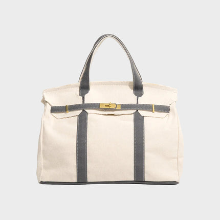 Vespera | Women's Canvas Tote Bag – Structured Top Handle