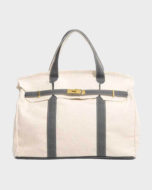 Vespera | Women's Canvas Tote Bag – Structured Top Handle