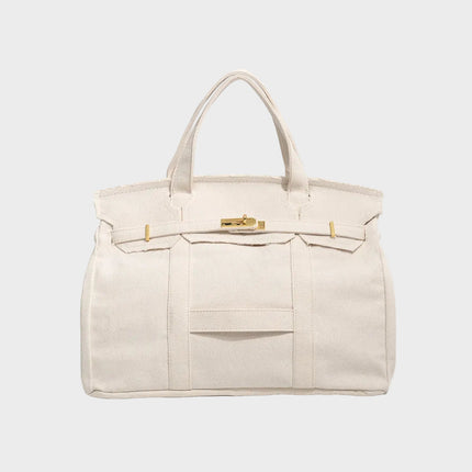 Vespera | Women's Canvas Tote Bag – Structured Top Handle