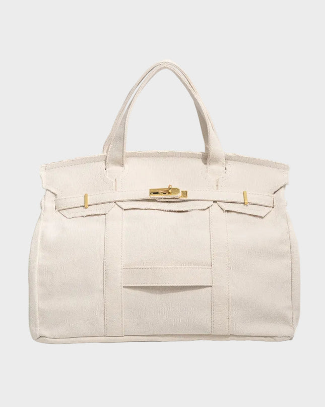 Vespera | Women's Canvas Tote Bag – Structured Top Handle