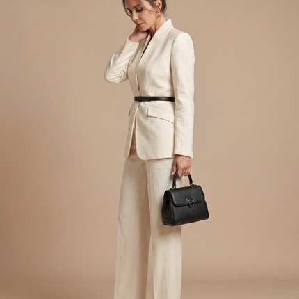 Victoria | Structured Stand Collar Tailored Pant Suit