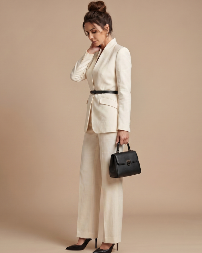 Victoria | Structured Stand Collar Tailored Pant Suit
