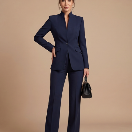 Victoria | Structured Stand Collar Tailored Pant Suit