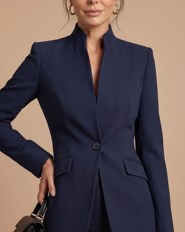 Victoria | Structured Stand Collar Tailored Pant Suit