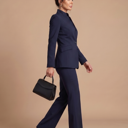 Victoria | Structured Stand Collar Tailored Pant Suit