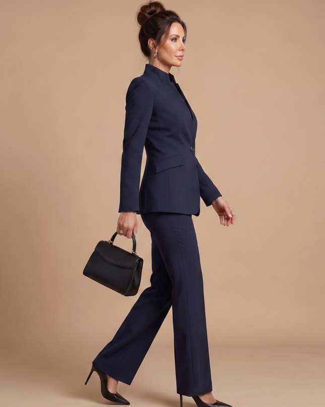 Victoria | Structured Stand Collar Tailored Pant Suit