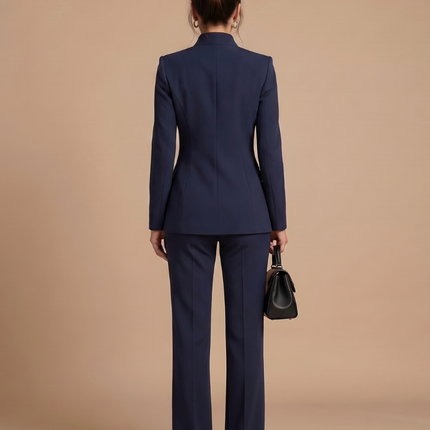 Victoria | Structured Stand Collar Tailored Pant Suit