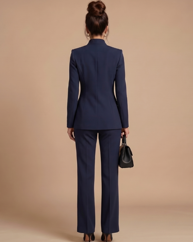 Victoria | Structured Stand Collar Tailored Pant Suit