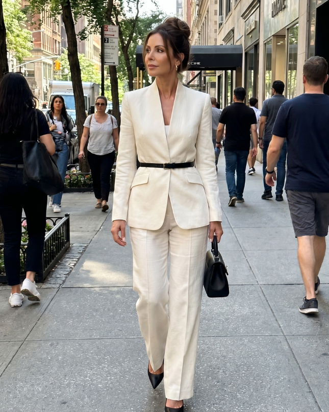 Victoria | Structured Stand Collar Tailored Pant Suit