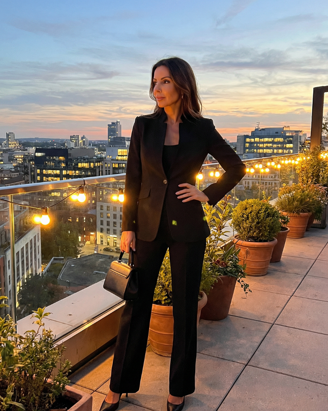 Victoria | Structured Stand Collar Tailored Pant Suit