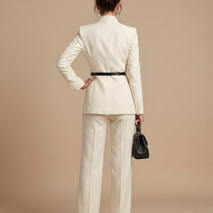 Victoria | Structured Stand Collar Tailored Pant Suit