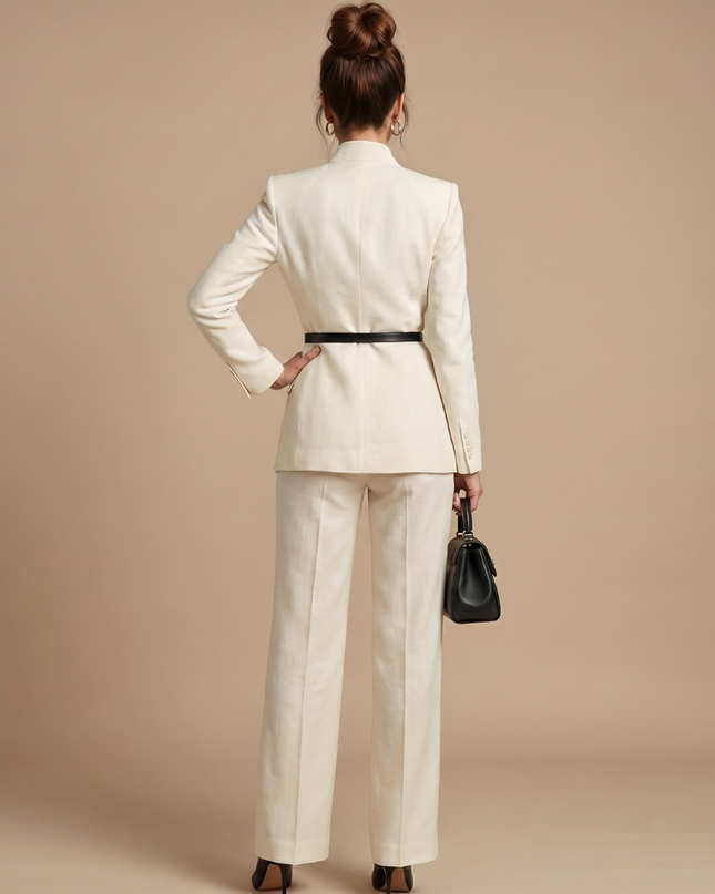 Victoria | Structured Stand Collar Tailored Pant Suit