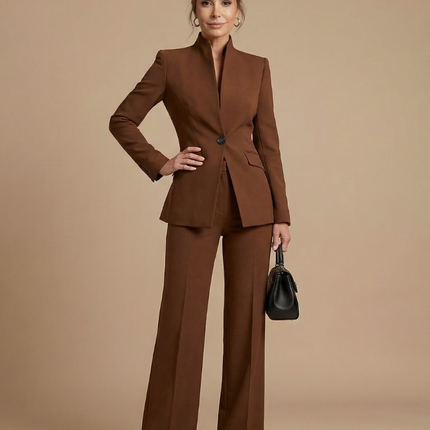 Victoria | Structured Stand Collar Tailored Pant Suit