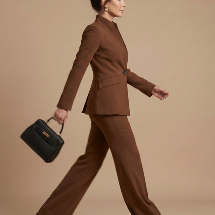 Victoria | Structured Stand Collar Tailored Pant Suit