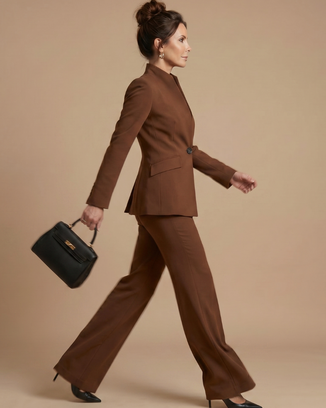 Victoria | Structured Stand Collar Tailored Pant Suit