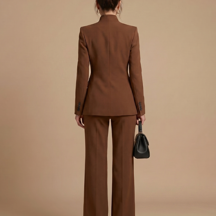 Victoria | Structured Stand Collar Tailored Pant Suit