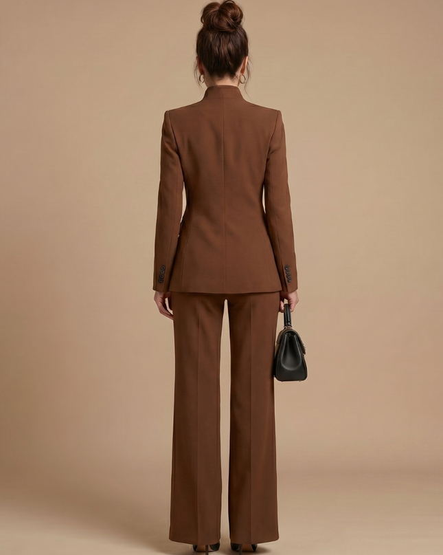 Victoria | Structured Stand Collar Tailored Pant Suit
