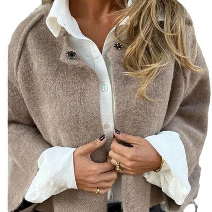 Virelisse | Women's Cropped Cardigan Button Front Wide Sleeve