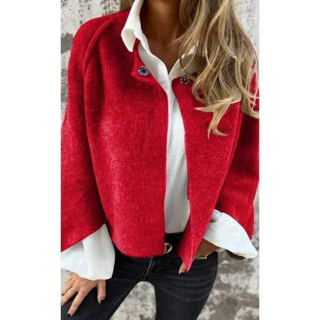 Virelisse | Women's Cropped Cardigan Button Front Wide Sleeve