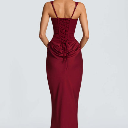 Viviana | Corset Maxi Wedding Guest Dress with Square Neckline