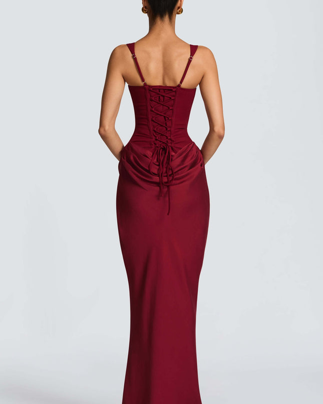 Viviana | Corset Maxi Wedding Guest Dress with Square Neckline