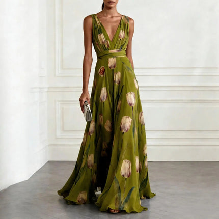 Viviana | Floral V-Neck Maxi Dress