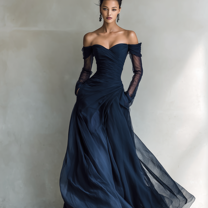 Vivienne | Ruched Off-Shoulder Fitted  Maxi Dress