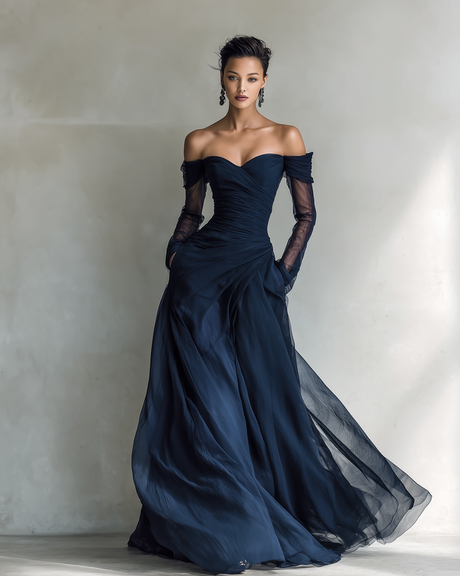 Vivienne | Ruched Off-Shoulder Fitted  Maxi Dress
