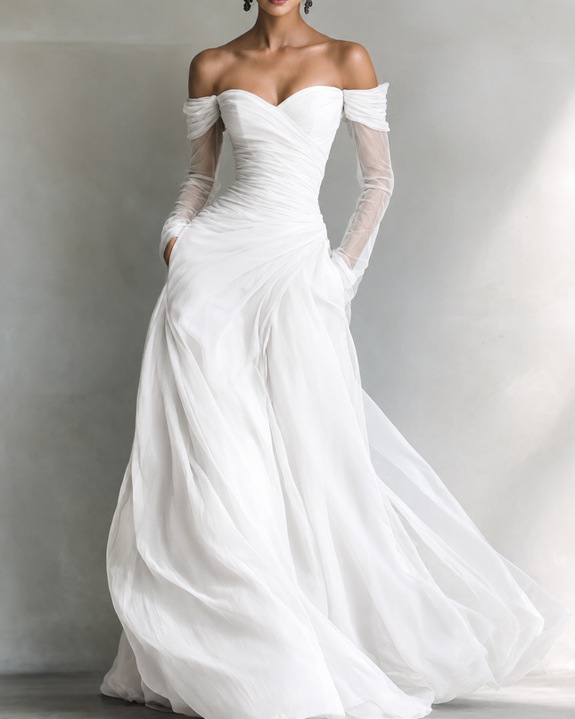 Vivienne | Ruched Off-Shoulder Fitted  Maxi Dress