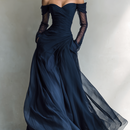 Vivienne | Ruched Off-Shoulder Fitted  Maxi Dress
