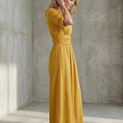 Wanda | Cross Front Wide Leg Jumpsuit with Defined Waist