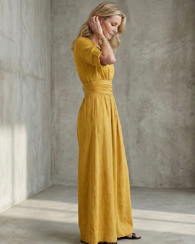 Wanda | Cross Front Wide Leg Jumpsuit with Defined Waist