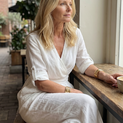 Wanda | Cross Front Wide Leg Jumpsuit with Defined Waist