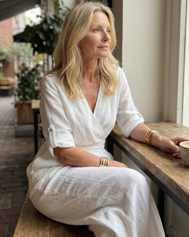 Wanda | Cross Front Wide Leg Jumpsuit with Defined Waist