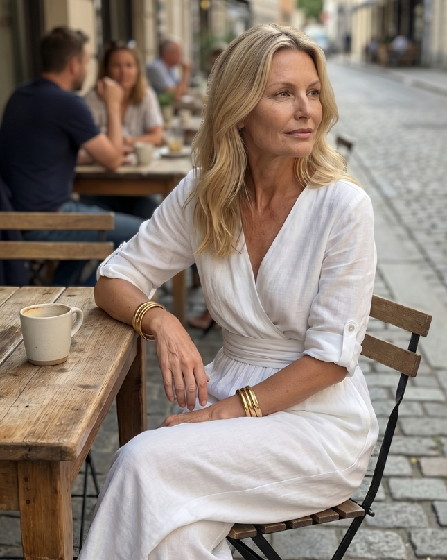 Wanda | Cross Front Wide Leg Jumpsuit with Defined Waist