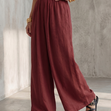 Wanda | Cross Front Wide Leg Jumpsuit with Defined Waist