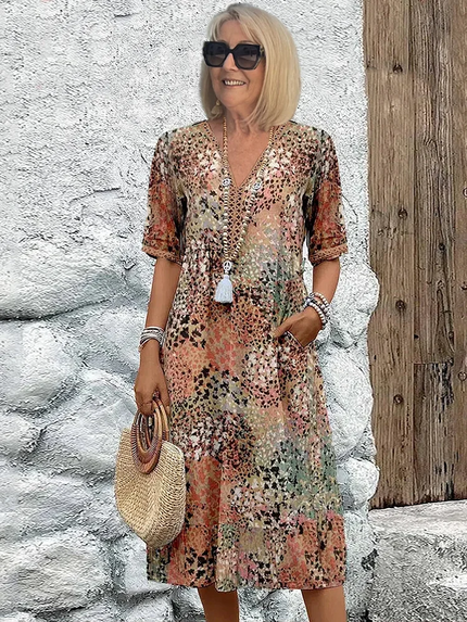 Women’s Abstract Floral Midi Dress