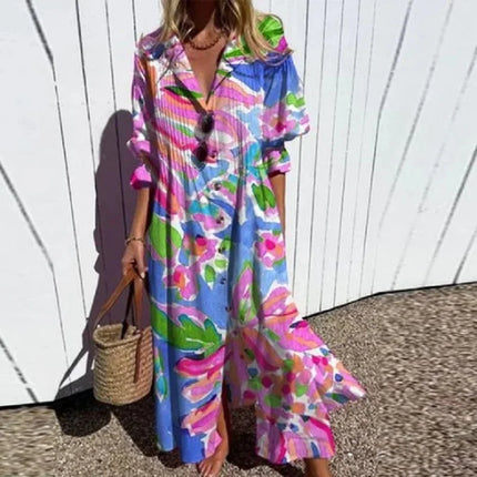 Women’s Abstract Floral Tiered Maxi Dress