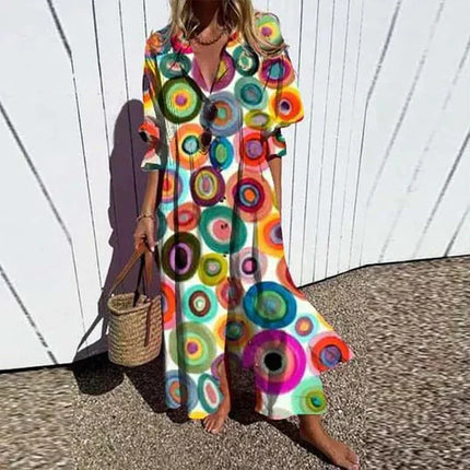 Women’s Abstract Floral Tiered Maxi Dress
