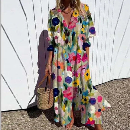 Women’s Abstract Floral Tiered Maxi Dress