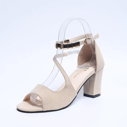Women’s Beaded Ankle Strap Block Heel Sandals