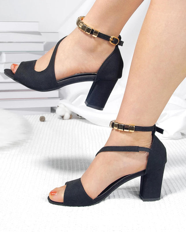 Women’s Beaded Ankle Strap Block Heel Sandals