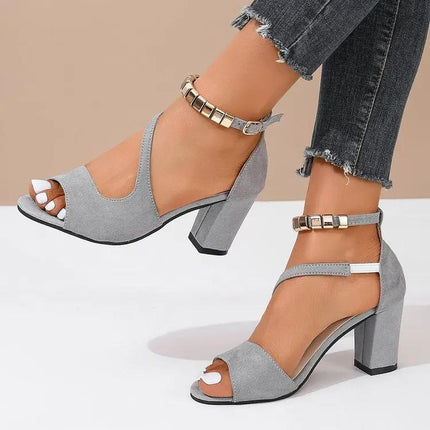 Women’s Beaded Ankle Strap Block Heel Sandals