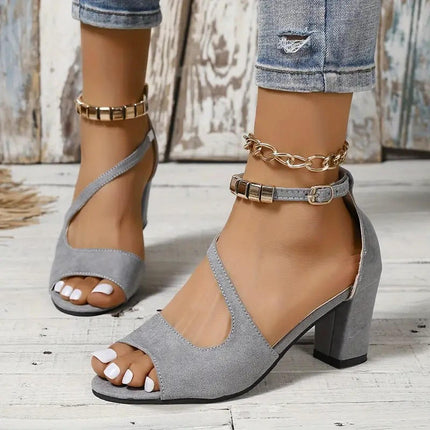 Women’s Beaded Ankle Strap Block Heel Sandals