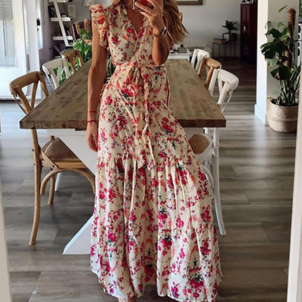 Women’s Blue Blossom Tiered Maxi Dress