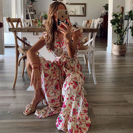 Women’s Blue Blossom Tiered Maxi Dress