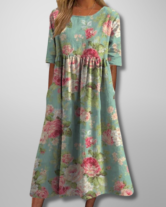 Women’s Botanical Print Empire Maxi Dress